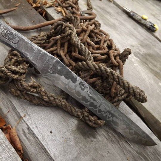 Pavel Bolf Katana kaji making Damask knives