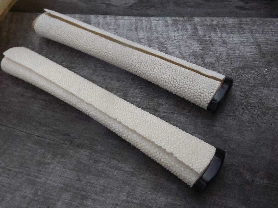 The difference between wrapping the samegawa around the tsuka wood one and a half times