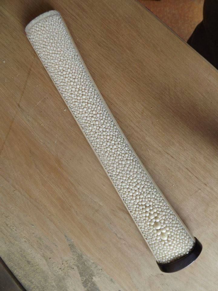 Finished insertion of samegawa into tsuka wood